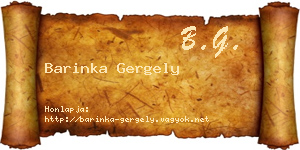 Barinka Gergely névjegykártya